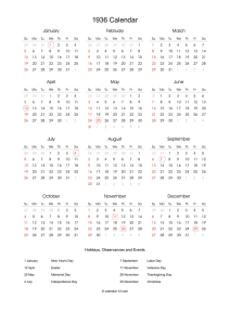 1936 Calendar - Calendar