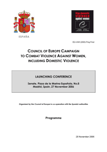 COUNCIL OF EUROPE CAMPAIGN TO COMBAT VIOLENCE