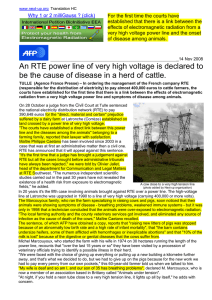 An RTE power line of very high voltage is declared to be - Next-up