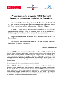 Nota de prensa del proyecto XICS Carmel i Entorn