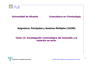 Tema 13: Investigación criminológica del homicidio y la violación en