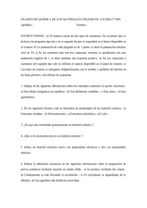 EXAMEN DE QUÍMICA DE LOS MATERIALES CERÁMICOS (19/2