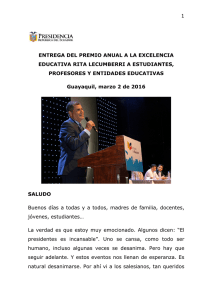 premio rita lecumberri - Presidencia de la República del Ecuador