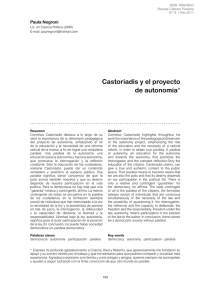 Castoriadis y el proyecto de autonomía