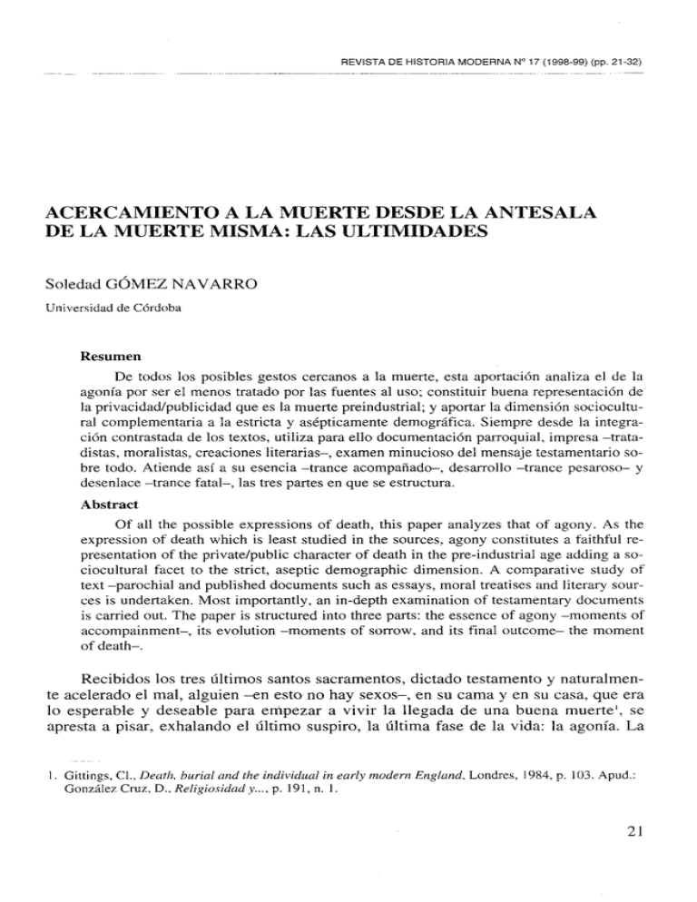 Acercamiento A La Muerte Desde La Antesala De La Muerte