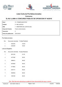 Lista Corta de Pre-Seleccionados