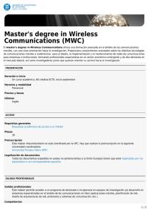 Master`s degree in Wireless Communications (MWC)