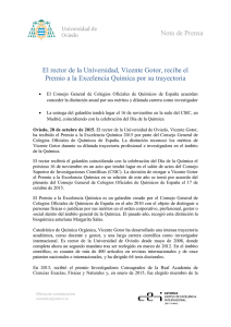 Nota de Prensa El rector de la Universidad, Vicente Gotor, recibe el
