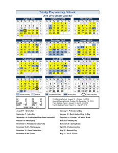 School Calendar Template - Trinity Preparatory School