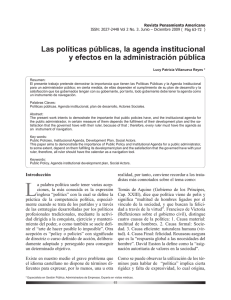 Las políticas públicas, la agenda institucional y efectos en la