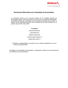 Decisiones Relevantes de la Asamblea de Accionistas