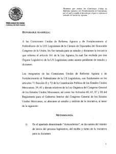 Dic-tomen qoe emiten los Comisiones Unidos de Reforma Agraria y