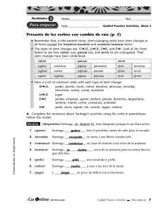 Presente de los verbos con cambio de raíz (p. 5) se despierta