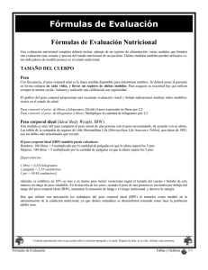 Fórmulas de Evaluación Nutricional