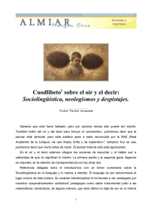 Cuodlibeto sobre: Dos Neologismos y la Sociolingüística