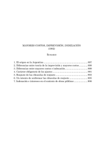MAYORES COSTOS, IMPREVISIÓN, INDEXACIÓN (1982) 1. El