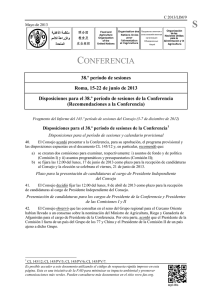 Disposiciones para el 38.º período de sesiones de la Conferencia