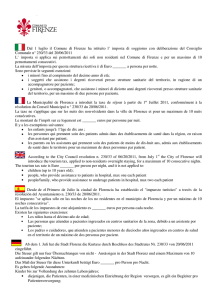 Dal 1 luglio il Comune di Firenze ha istituito l` imposta di soggiorno