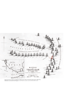 Disposición de las escuadras en la Batalla de Trafalgar según el