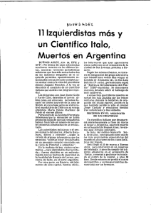 11 Izquierdistas más y un Científico ítalo, Muertos en Argentina