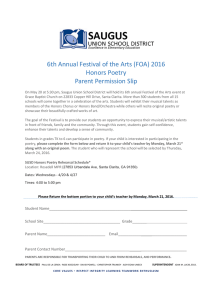 6th Annual Festival of the Arts (FOA) 2016 Honors Poetry Parent