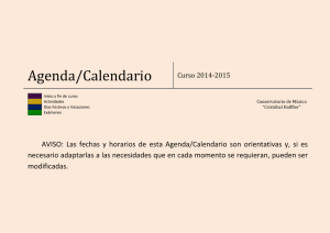 Agenda/Calendario - Conservatorio de Música "CRISTÓBAL