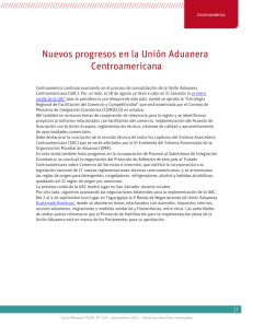 Nuevos progresos en la Unión Aduanera Centroamericana