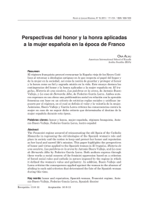 Perspectivas del honor y la honra aplicadas a la mujer española en