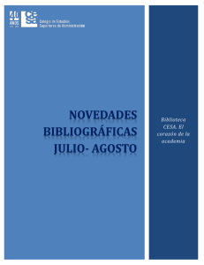 novedades bibliográficas julio – agosto 2015