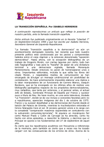 1 LA TRANSICIÓN ESPAÑOLA. Por ISABELO HERREROS A