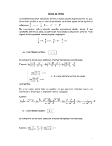 Cálculo de límites Son indeterminaciones del cálculo de límites