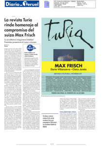 La revista Turia rinde homenaje al compromiso del suizo Max Frisch