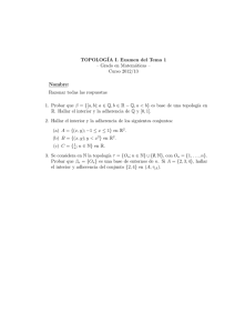TOPOLOGÍA I. Examen del Tema 1 – Grado en Matemáticas