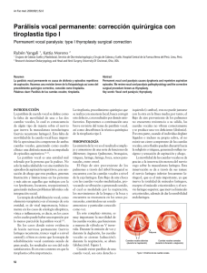 Parálisis vocal permanente: corrección quirúrgica con tiroplastia tipo I