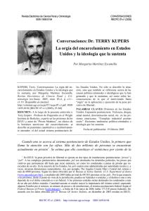 Dr. Terry Kupers. La orgía del encarcelamiento en
