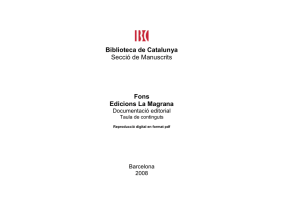 Biblioteca de Catalunya Secció de Manuscrits Fons Edicions La