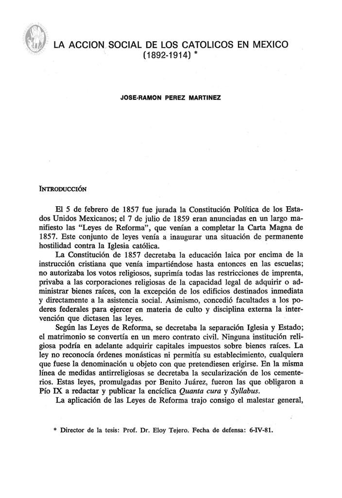 La Acci N Social De Los Cat Licos En Mexico