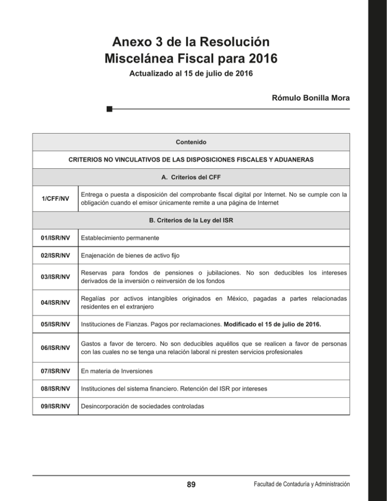 Anexo 3 de la Resolución Miscelánea Fiscal