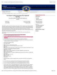 FBI — Investigative Update Regarding Pulse