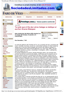 Tui pide que el Día das Letras Galegas se dedique al escritor
