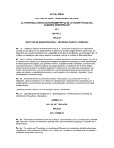 Ley 852/63 Que Crea El Instituto De Bienestar Rural
