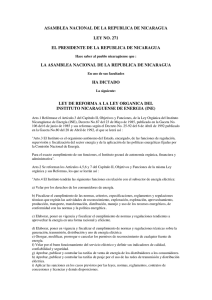 asamblea nacional de la republica de nicaragua ley no. 271 el