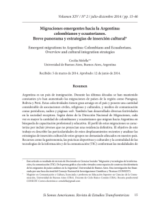 Migraciones emergentes hacia la Argentina: colombianos y