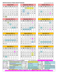 2015/16 School Calendar - Andover Public Schools
