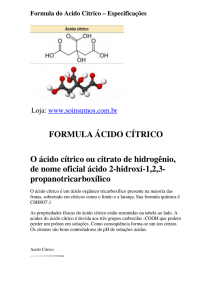 Formula do Acido Citrico Especificações