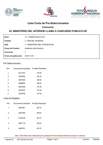 Lista Corta de Pre-Seleccionados