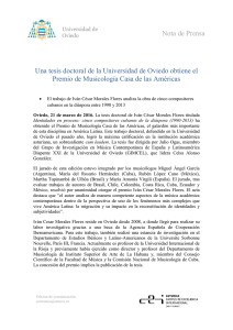 Nota de Prensa Una tesis doctoral de la Universidad de Oviedo