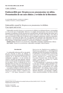 Endocarditis por Streptococcus pneumoniae en niños. Presentación
