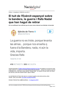 El tuit de l`Exèrcit espanyol sobre la bandera, la guerra i Rafa Nadal