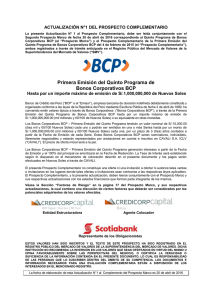 Primera Emisión del Quinto Programa de Bonos Corporativos BCP